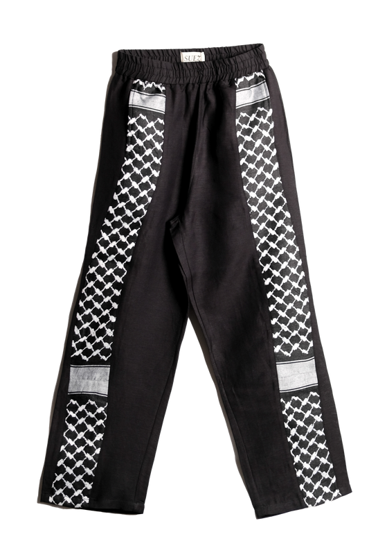 KEFFIYEH MEANDER TROUSERS BLACK
