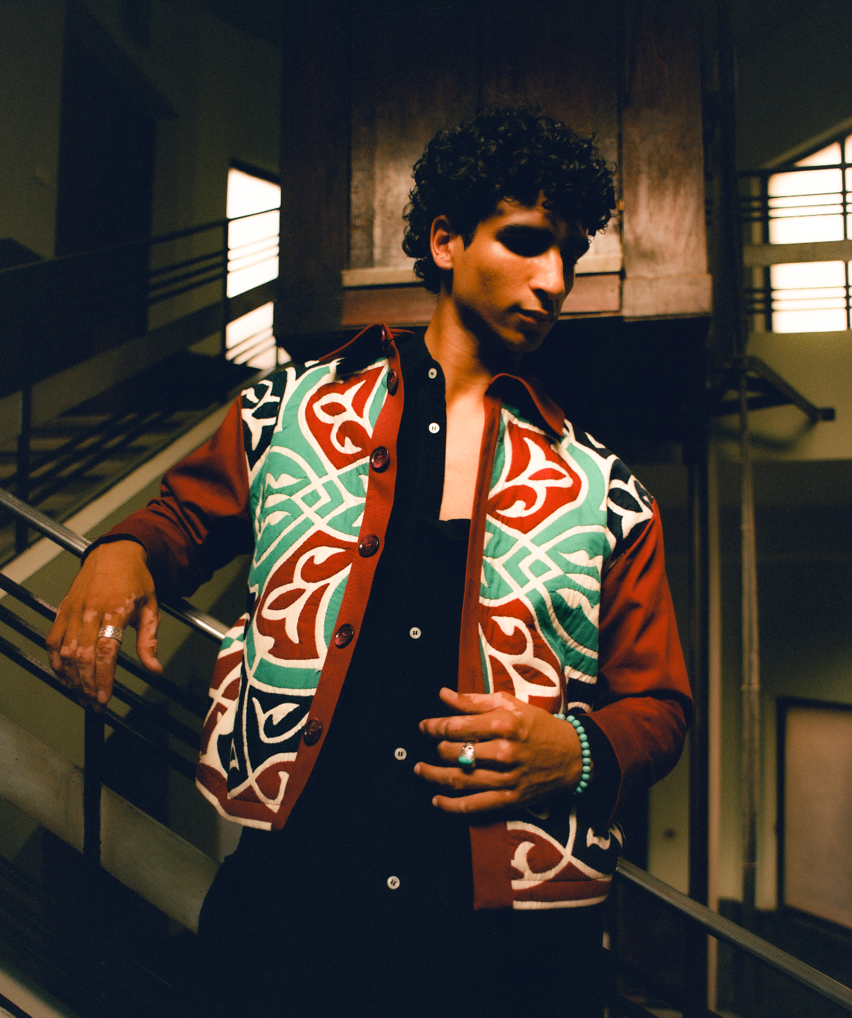 1-OF-A-KIND KHAYAMIYA JACKET BURGUNDY/TURQUOISE