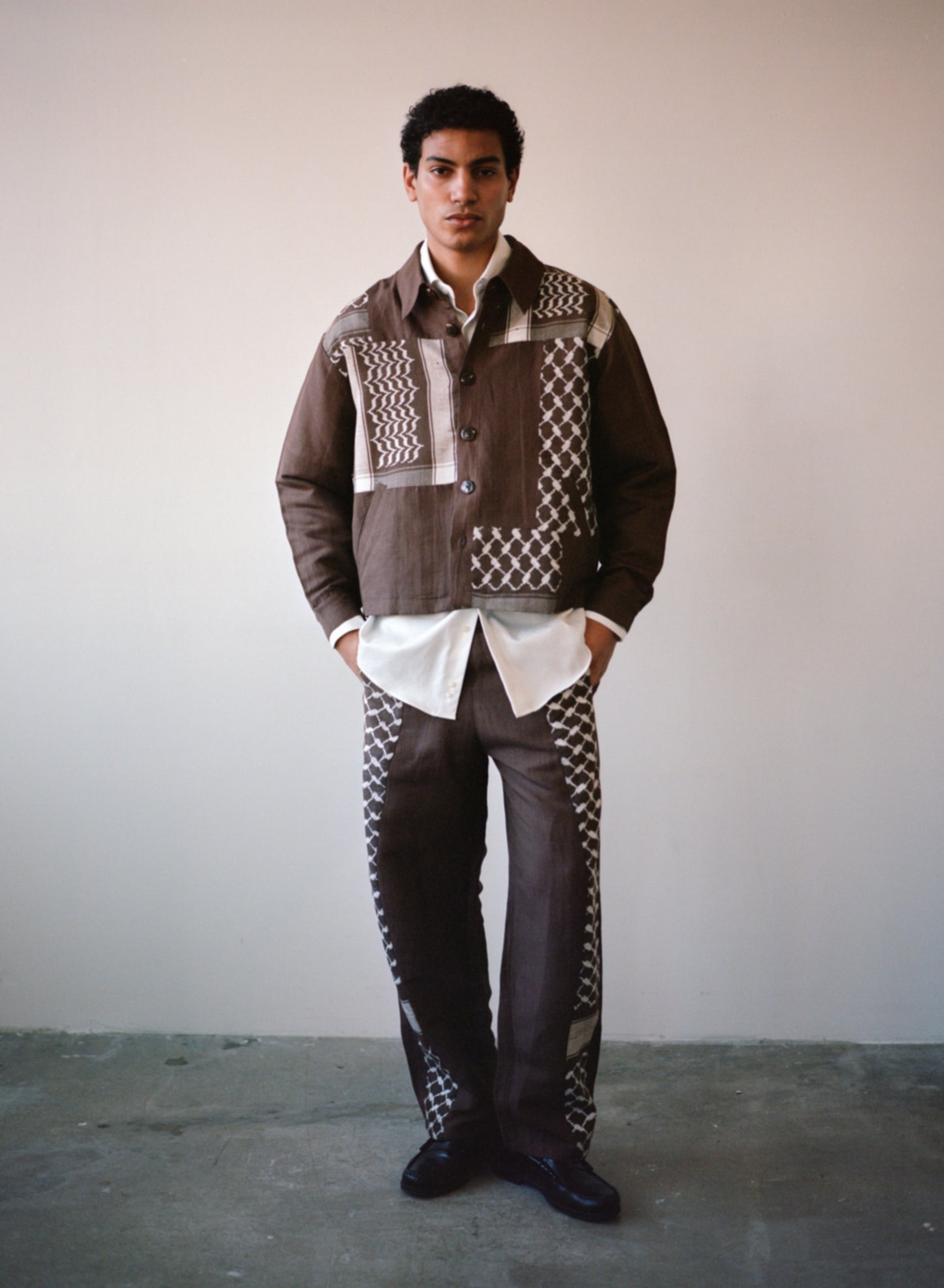 KEFFIYEH PATCHWORK JACKET BROWN