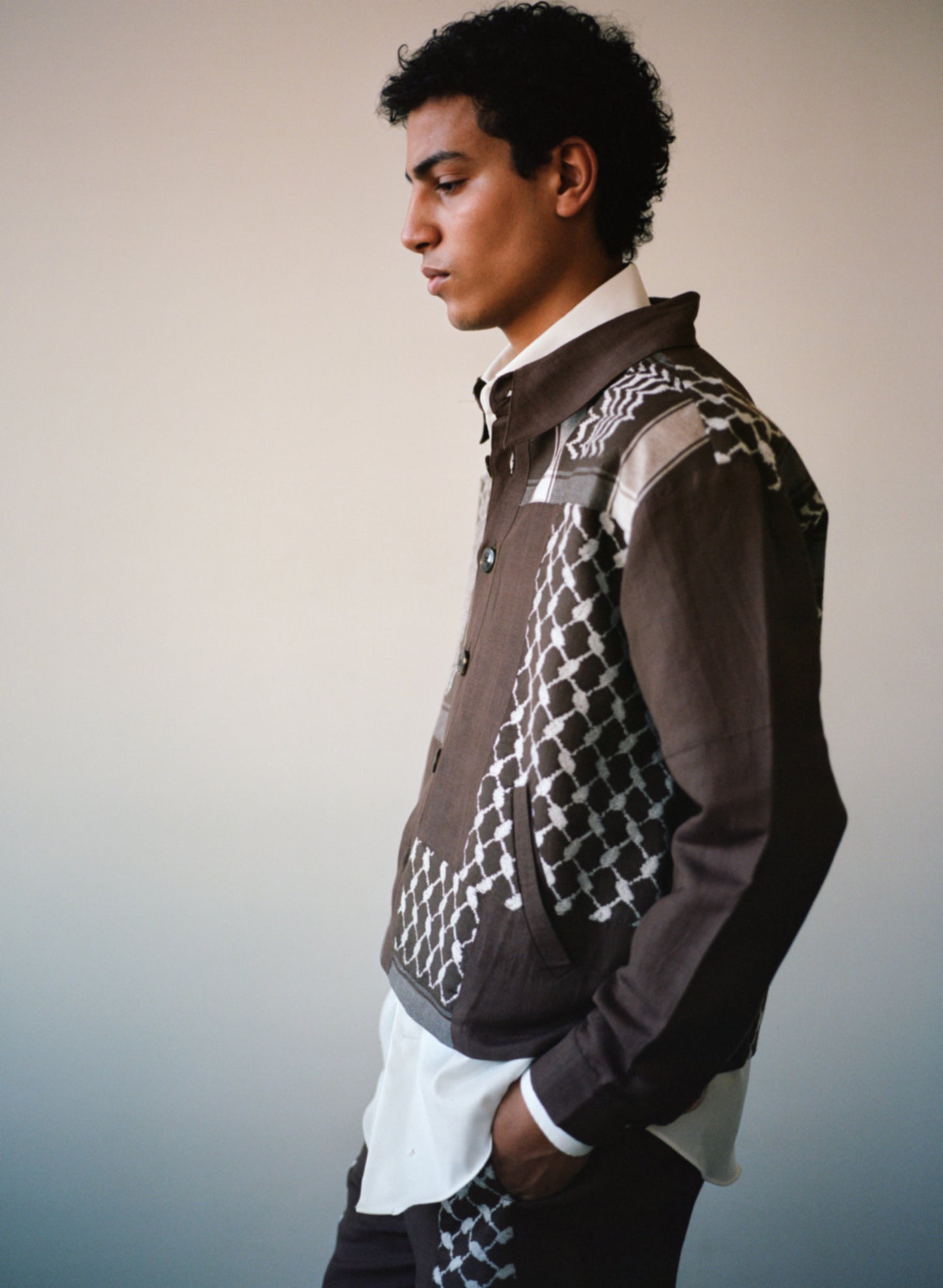 KEFFIYEH PATCHWORK JACKET BROWN