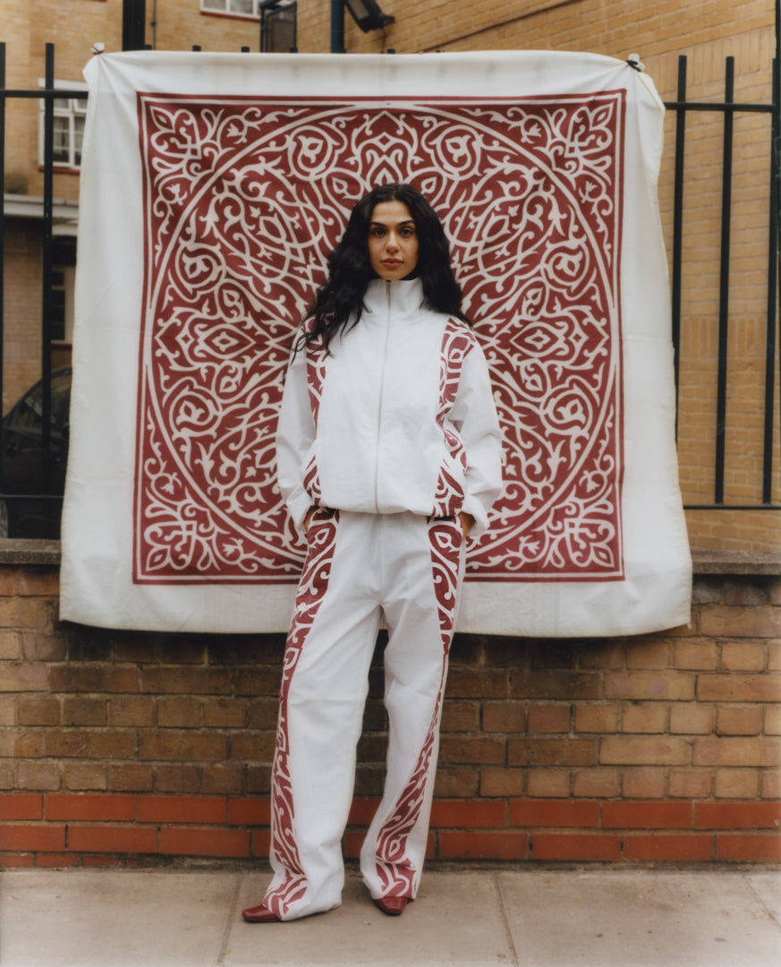 KHAYAMIYA TRACK JACKET WHITE/BURGUNDY