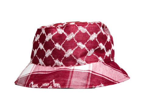 KEFFIYEH BUCKET HAT BURGUNDY