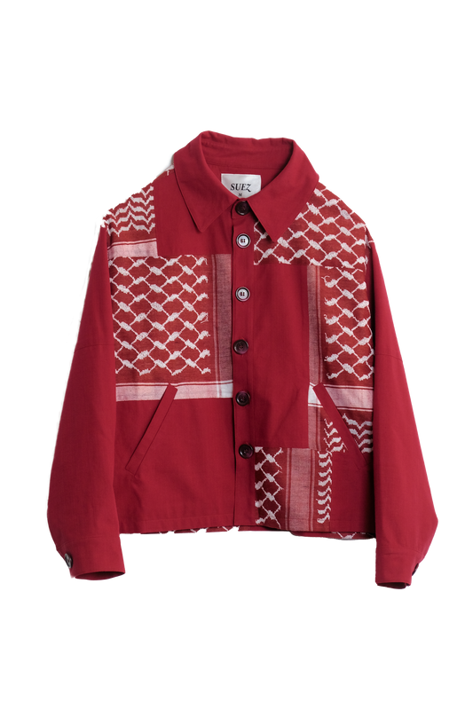 KEFFIYEH PATCHWORK JACKET BURGUNDY