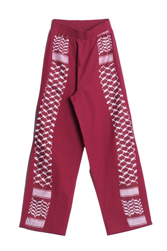 KEFFIYEH MEANDER TROUSERS BURGUNDY