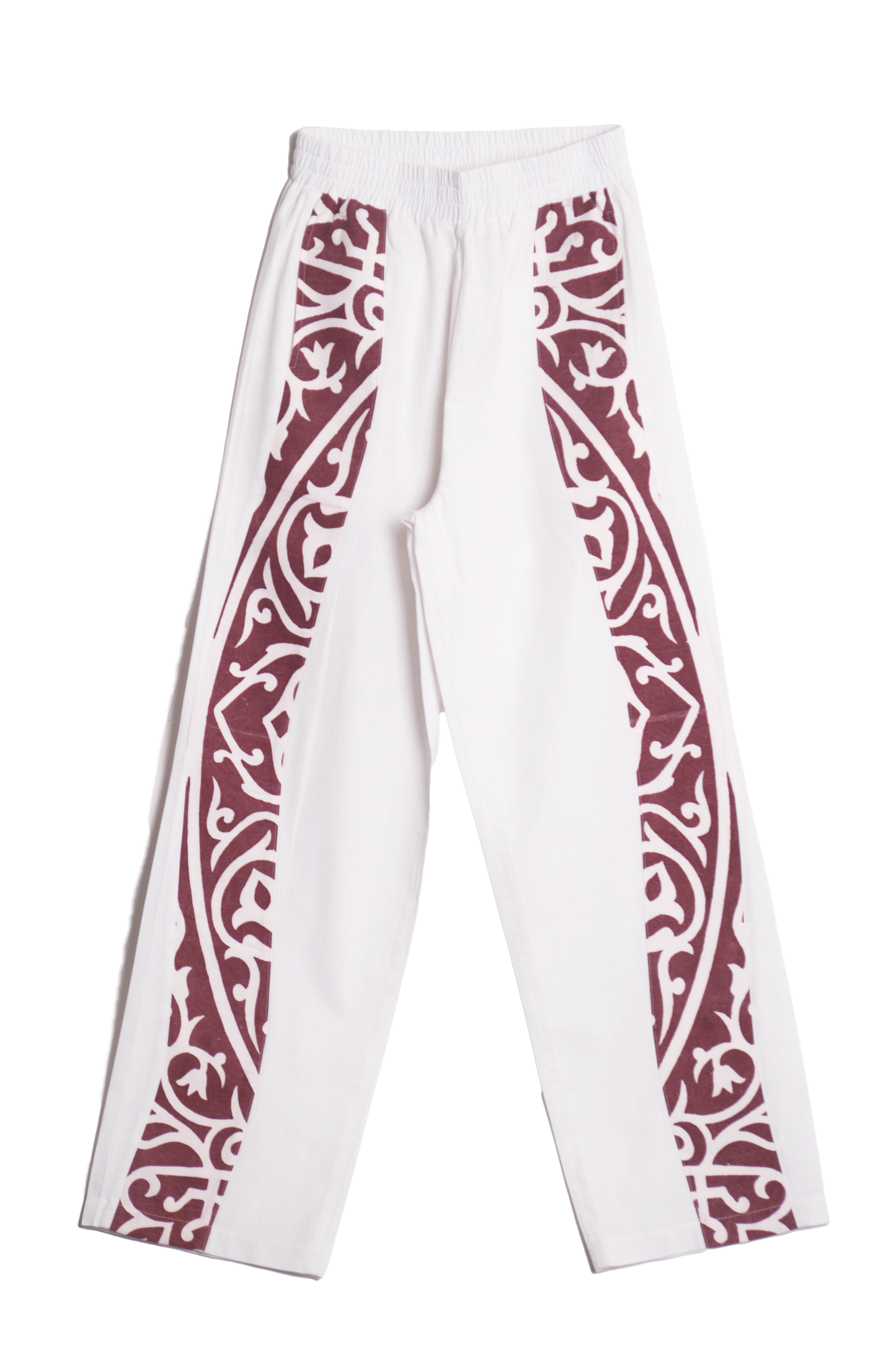 KHAYAMIYA MEANDER TROUSERS WHITE/BURGUNDY