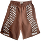 KEFFIYEH OVERSIZED MEANDER SHORTS BROWN
