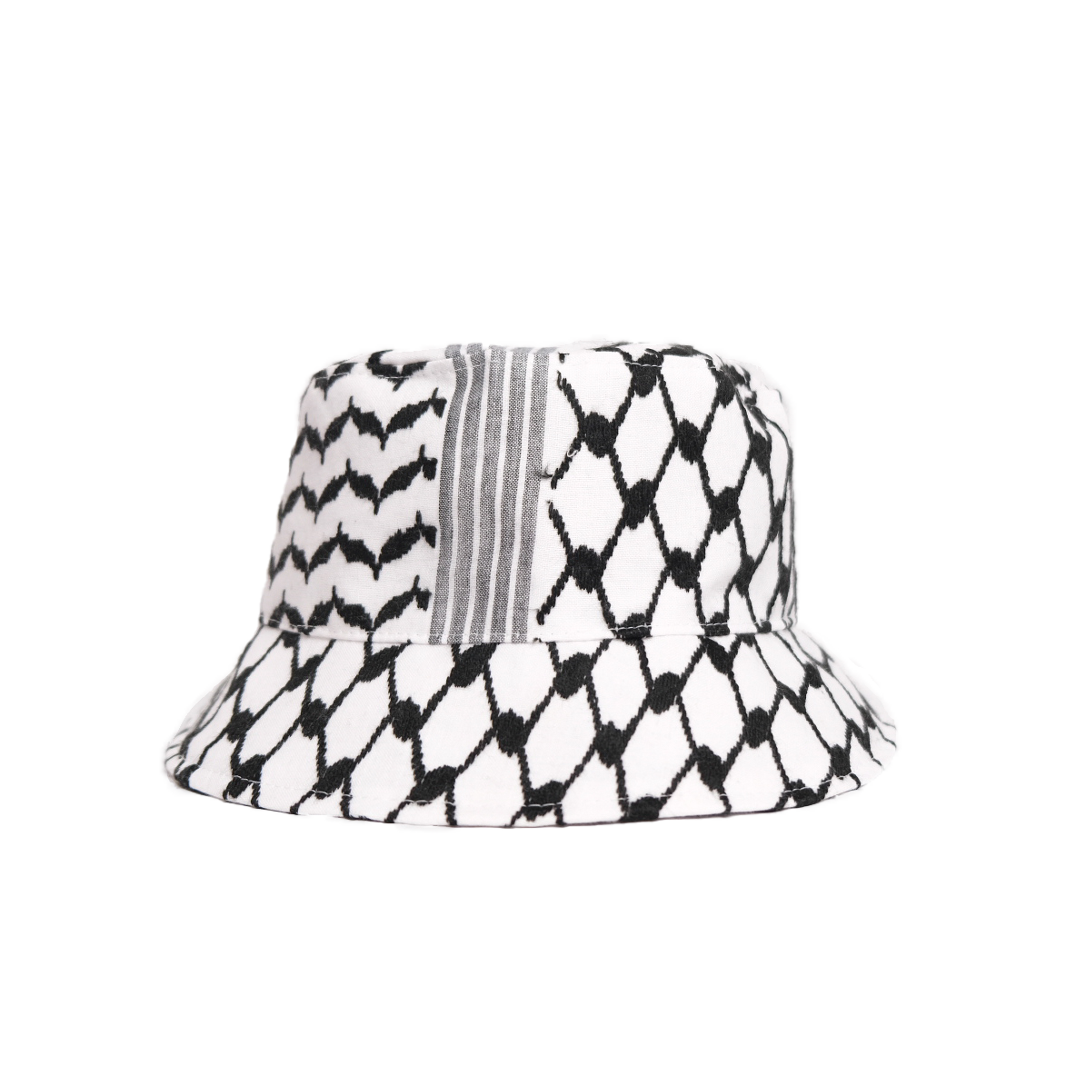 KEFFIYEH BUCKET HAT WHITE/BLACK