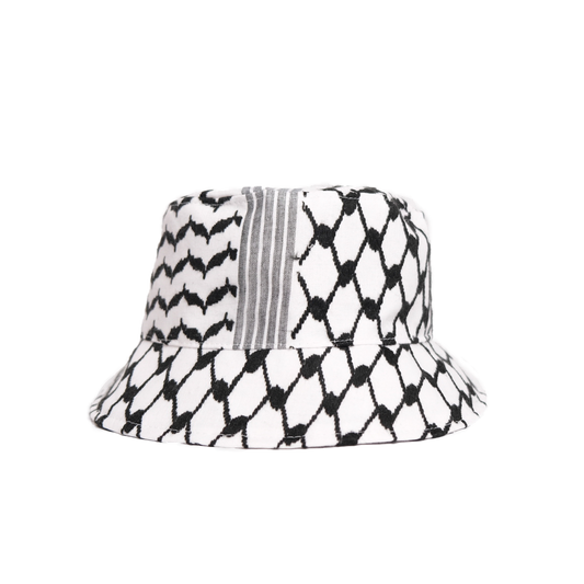 KEFFIYEH BUCKET HAT WHITE/BLACK